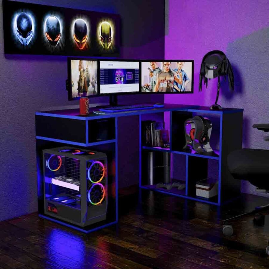 Escritorio Gamer LGN04 133 X 80 Cm Negro