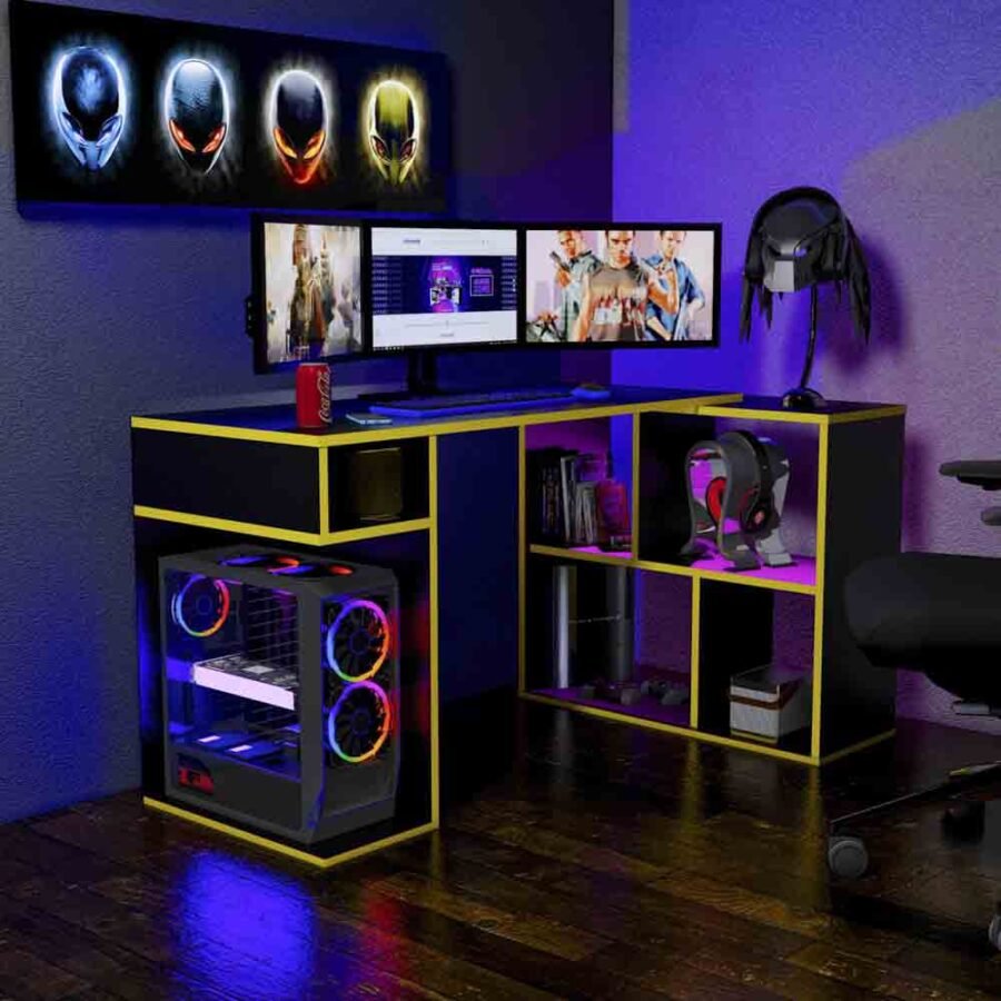 Escritorio Gamer LGN03 133 X 80 Cm Negro