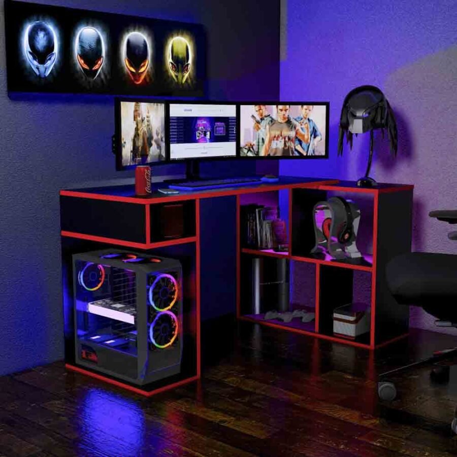 Escritorio Gamer LGN01 133 x 80 cm Negro