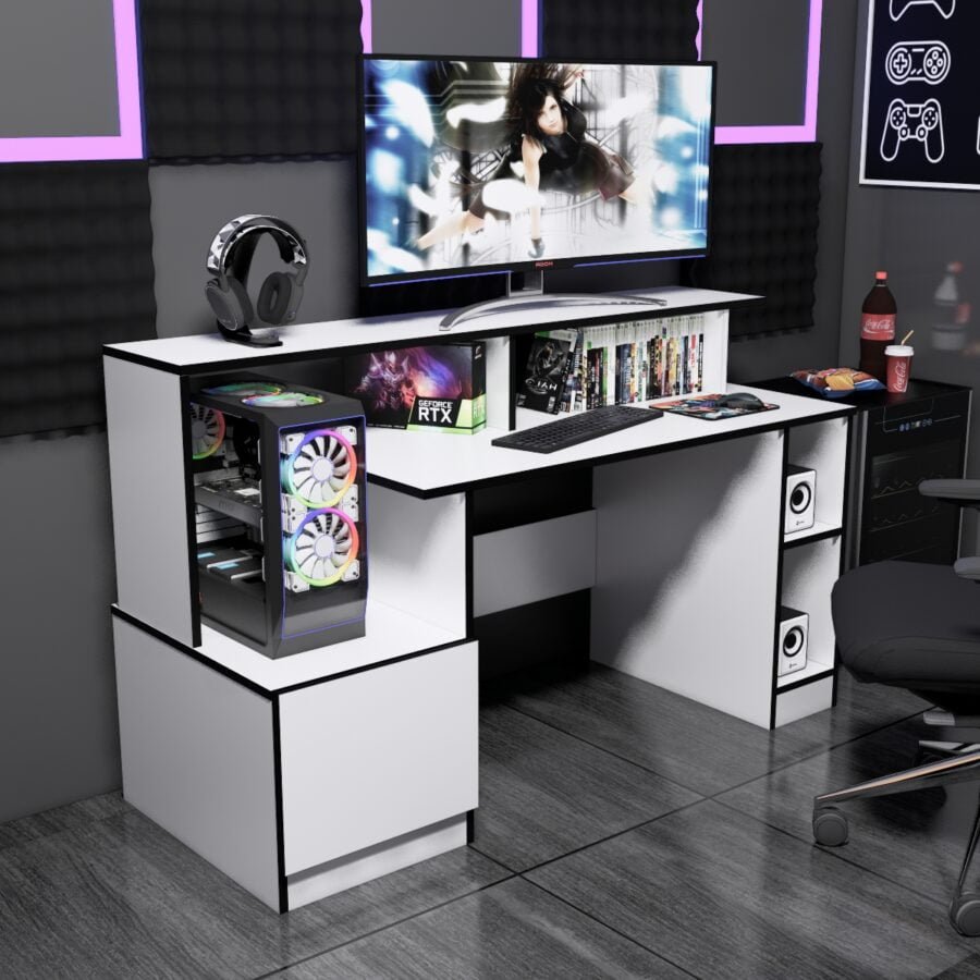 Escritorio Gamer FUB01 150cm Blanco