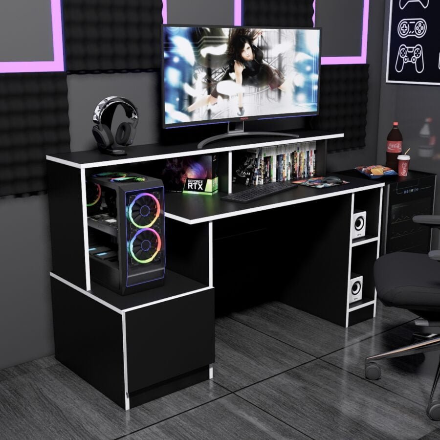 Escritorio Gamer FUN01 150cm Negro