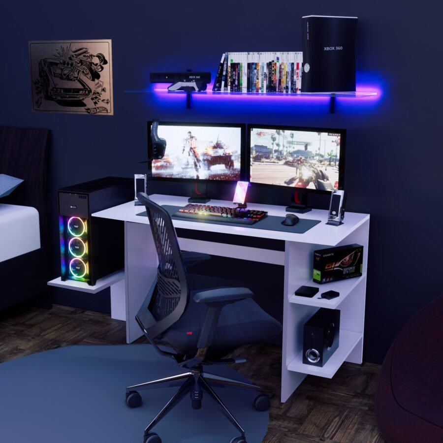 Escritorio Gamer BAB02 136cm Blanco
