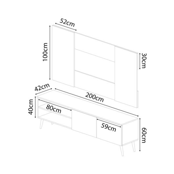 Centro de TV CWB02 Blanco 200 cm